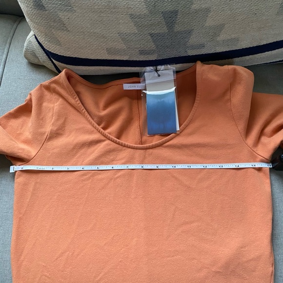 John Elliott stretch suede cotton scoop neck crop top solar M NWT. - Picture 6 of 15